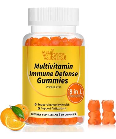 Vakasa Turmeric Gummies with Ginger Vitamin C D2 B6 Zinc Echinacea Elderberry Immune Defense Support Antioxidant Vegan 60 Gummies