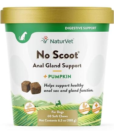 NaturVet No Scoot for Dogs 60 Soft Chews Plus Pumpkin Supports Healthy Anal Gland Bowel Function Enhanced with Beet Pulp Psyllium Husk