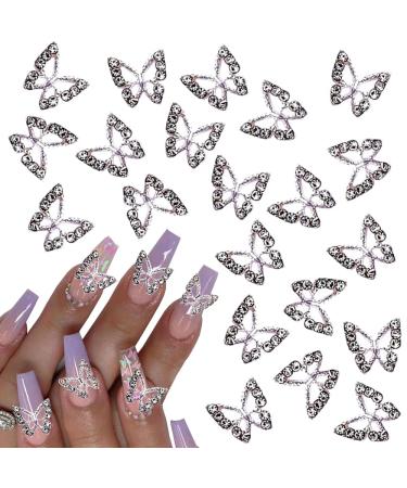 3D Butterfly Nail Charms Crystals Diamonds Rhinestones 22 PCS Metal Alloy  Gold Silver Butterflies Charms Gems