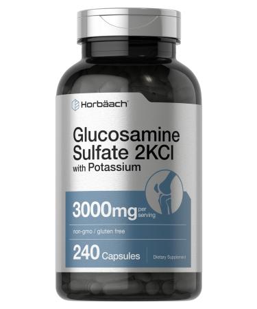 Glucosamine Sulfate 2KCI with Potassium | 3000mg | 240 Capsules | Non-GMO and Gluten Free Supplement | by Horbaach