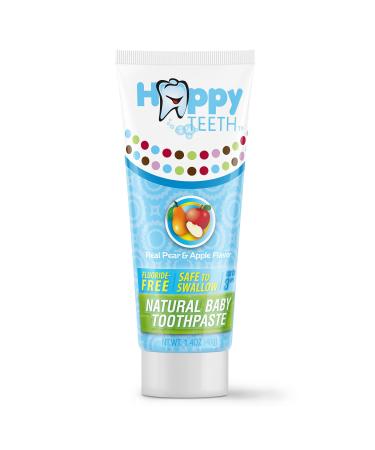 Happy Teeth Natural Baby Toothpaste - Fluoride-Free Toothpaste for Babies and Toddlers in Pear Apple Flavor, Safe to Swallow, for Children Ages 0-3, 1.4 oz 1 Count (Pack of 1)