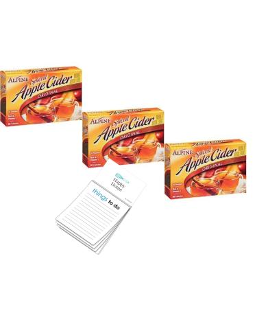 Alpine Spiced Cider Apple Flavor Original Drink Mix 3 PACK 30 pouches with Happy Home Magnetic Notepad