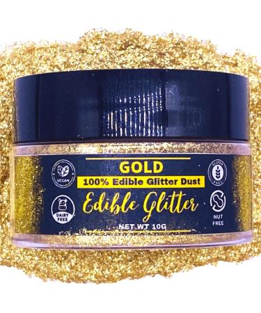 BULK-10G Edible glitter for drinks, Edible gold dust for cake decorating, gold luster dust edible for cakes, edible gold, Edible Cake Decorations 100% Food Safe, Vegan, Dairy-Free.