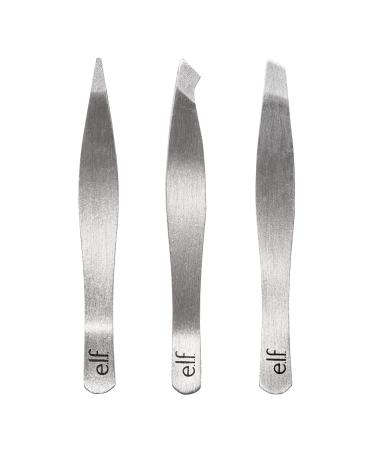 e.l.f. Tweezer Trio Kit  Three Mini Eyebrow Tweezers For Shaping  Defining & Grooming Brows  Great For Touchups On The Go  Vegan & Cruelty-Free
