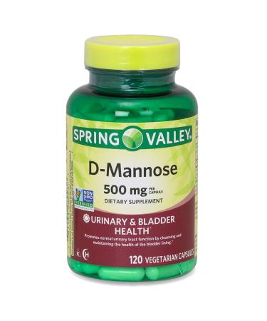 Spring Valley D-Mannose 500 mg Urinary Tract Bladder Health 120 Capsules