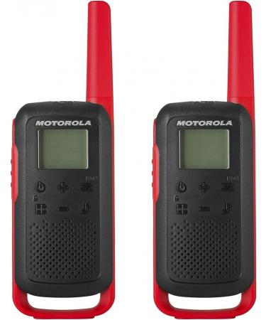 Motorola Solutions Portable FRS T210 Talkabout Two-Way Radios Rechargeable 22 Channel 20 Mile Black W/Red 2 Pack