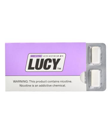 Lucy Nicotine Gum 4mg, 100 Count [Berry Citrus] - Convenient, Quality Ingredients, Take On-The-Go | Berry Citrus Flavor