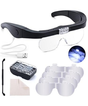 Hands Free Headband Magnifying Glass, USB Charging Head Magnifier