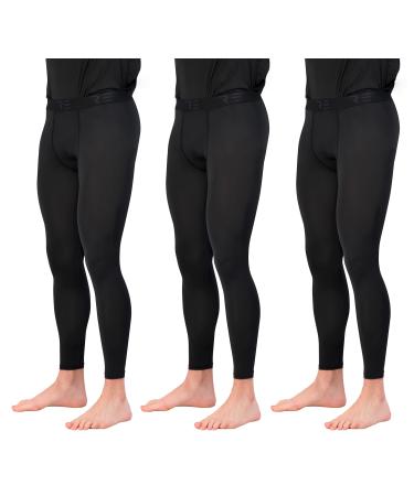 3 Pack: Men's Thermal Underwear Base Layer Fleece Lined Compression Pants -  Functional Fly -Long John Bottom(Big & Tall) Standard X-Large Set D