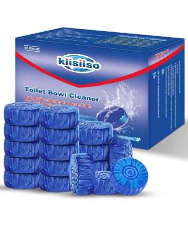 Automatic Toilet Bowl Cleaner Tablets Bathroom Toilet Tank Cleaner,Blue Toilet Bowl Bubbles,Strong Detergent Ability,Long-lasting 300 brushes,Mild Fresh Pine Scent(18 Pack)