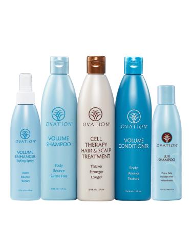 Ovation Hair Holiday Gift Set - Volume System + Cell Therapy: Get Stronger  Fuller & Healthier Looking Hair - Includes Shampoo  Conditioner  Cell Therapy  Volume Enhancer  and Lux Shampoo 12 Ounce
