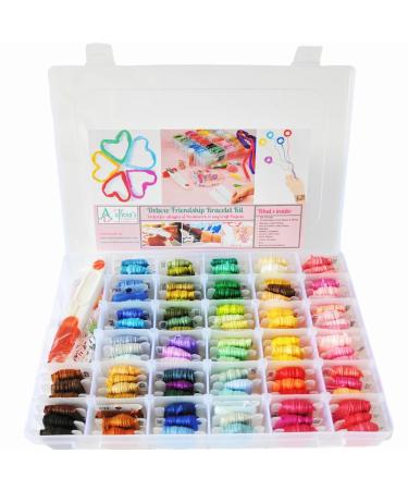 Friendship Bracelet String Kit - Cross Stitch Hand Embroidery Floss Set with Organizer Box for Beginners. Friendship Bracelet Kit for Adults.