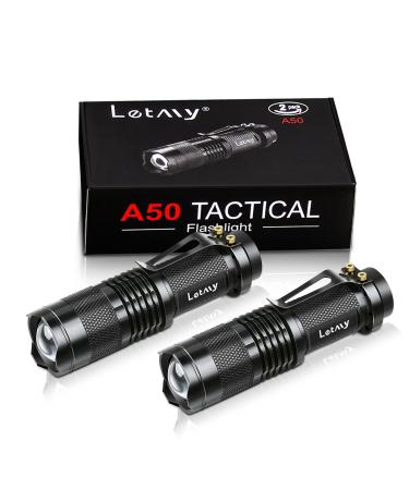 LETMY LED Tactical Flashlight S1000 PRO - 2 Pack Bright Military Grade  Flashlights High Lumens - Portable Handheld Flash Lights with 5 Modes