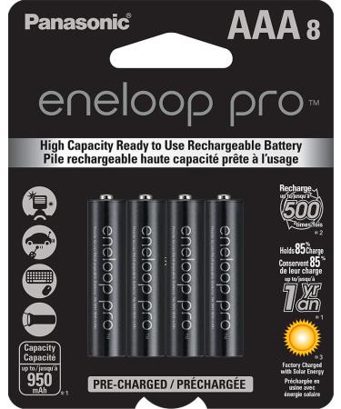Panasonic BK-4HCCA8BA eneloop pro AAA High Capacity Ni-MH Pre-Charged Rechargeable Batteries, 8-Battery Pack AAA 8 Count (Pack of 1) Batteries only