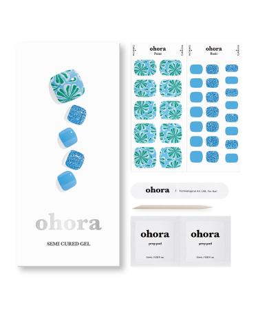 ohora Semi Cured Gel Pedi Strips (P Jjokbit) - Works with Any Pedi Lamps  Salon-Quality  Long Lasting  Easy to Apply & Remove - Includes 2 Prep Pads  Pedi File & Wooden Stick