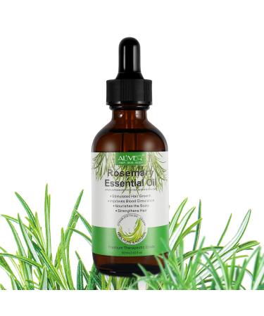 Rosemary Essential Oils (2 Fl Oz), Rosemary Oil for Hair Growth & Skin Care, Pure Organic Rosemary Oil for Dry Damaged Hair and Growth, Hair Loss Scalp Treatment 2.02 Fl Oz (Pack of 1)