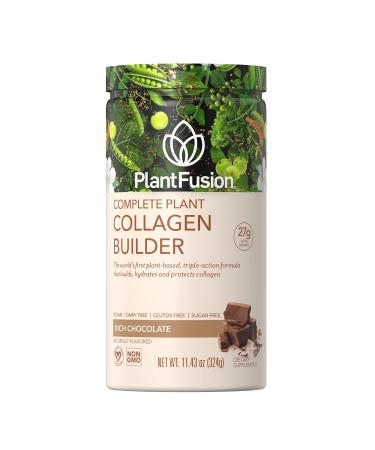 PlantFusion Vegan Collagen Powder, Plant Based Collagen Powder + Vegan Protein for Muscle & Joints, Hair, Skin & Nails, 12 Servings, Chocolate 11.43oz Chocolate 11.42 Ounce (Pack of 1)
