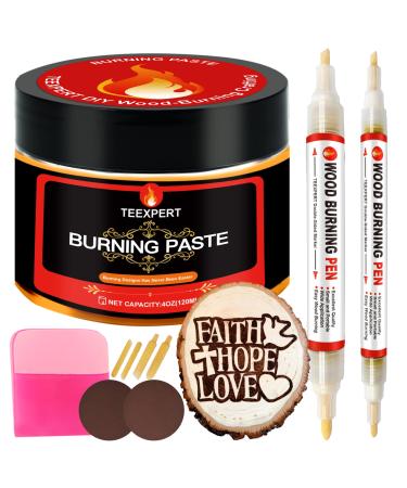 Teexpert Wood Burning Gel Pen Kit,4 OZ Wood Burning Paste,2 Scorch Pens  Double-Sided, 4 Tips, Squeegee, Sandpaper for DIY Heat Sensitive Wood  Burning Marker for Wood Crafts Suitable Artists Beginners