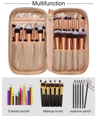 Relavel Professional Cosmetic Case Makeup Brush Organizer Makeup Artist  Case with Belt Strap Holder Multifunctional Cosmetic Bag Makeup Handbag for  Travel Home Gift (Black) (Various Large, pink gold) Various Large pink gold