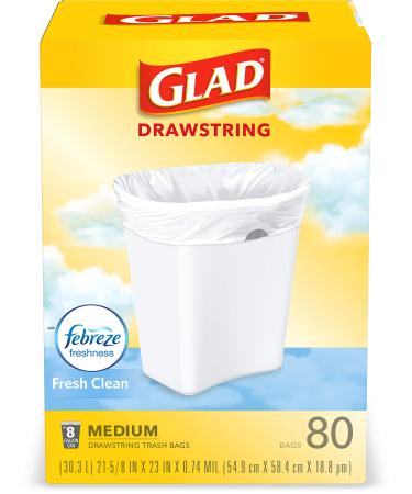  GLAD ForceFlex Tall Kitchen Drawstring Trash Bags, 13 Gallon  White Trash Bag for Kitchen Trash Can, Gain Moonlight Breeze with Febreze  Freshness and Leak Protection, 110 Count (Package May Vary) 