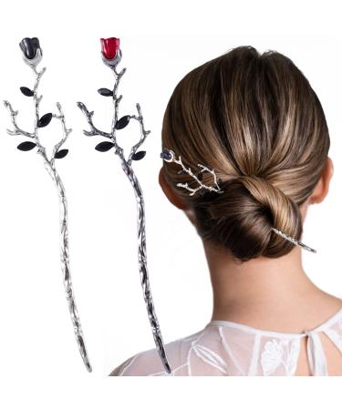 HINZIC 2Pcs Rhinestone Hair Clips Flower Hair Barrettes Crystal Pearl  French Hairpins Hair Clip Wedding Accessories for Women Girls Bridal
