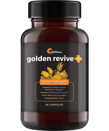 UpWellness: Golden Revive + - Joint Pain Relief with Quercetin, Magnesium, and Turmeric - 60 Capsules - 6 Active Ingredients for Musculoskeletal Support - Joint and Muscle Care - Physician Formulated 60 Count (Pack of 1)
