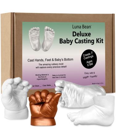 Luna Bean Baby Hand and Footprint Kit - Perfect Baby Keepsake Homemade Ornament Kits for Christmas - Baby Footprint Kit & Inkless Hand and Footprint