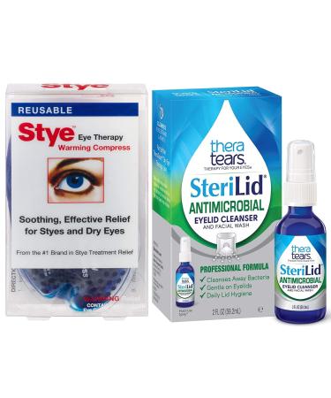 Thera Tears Steralid Antimicrobial Eyelid Cleanser and Stye Eye Therapy Reusable Warming Compress Cleanser + Warming Compress