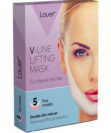 LAUER COSMETIC Double Chin Reducer Chin Strap Face Mask Reusable V Shaped  Slimming Face Mask & Neck Firming Cream V Line Lifting Mask Chin Up Patch  (White)