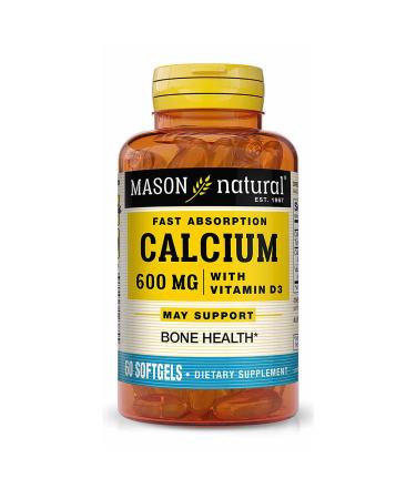 Mason Natural Fast Absorption Calcium with Vitamin D3 - Strengthens Muscle Function Supports Healthy Bones and Overall Health 60 Softgels