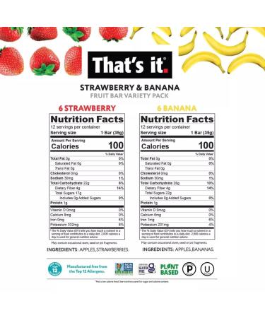 That's It Fruit Bar, Apple and Strawberry - 5 count, 1.2 oz each