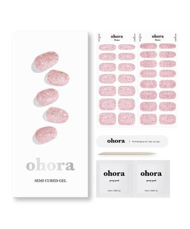 ohora Semi Cured Gel Nail Strips (N Pixie Dust) - Works with Any Nail Lamps Salon-Quality Long Lasting Easy to Apply & Remove - Includes 2 Prep Pads Nail File & Wooden Stick