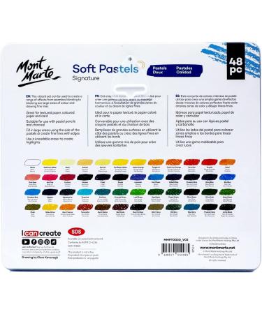 Mont Marte Oil Pastels in Tin Box Signature 48pc 48 Assorted Colors Vibrant Oil Pastel Set Great Blending and Layering Comes in Storage Case IDE