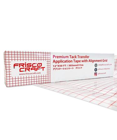 Frisco Craft -12 x 50 ft Clear Vinyl Transfer Tape w/Alignment Grid Application Tape for Adhesive Vinyl- Medium Tack Vinyl Transfer Tape Compatible