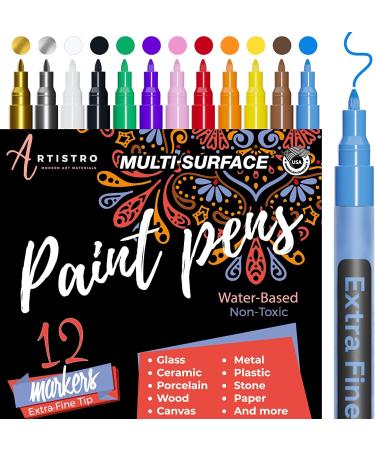  ARTISTRO 12 Acrylic Paint Pens for Fabric, Canvas