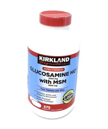Kirkland Signature Extra Strength Glucosamine HCI 1500mg With MSM 1500 mg 375 Tablets 375 Count (Pack of 1)