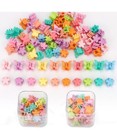 CHANACO 80 Pcs Mini Hair Clips Butterfly Hair Clips Flower Claw Clip Small Hair Clips for Girls Cute Tiny Claw Clips 90s Hair Accessories for Women Girls