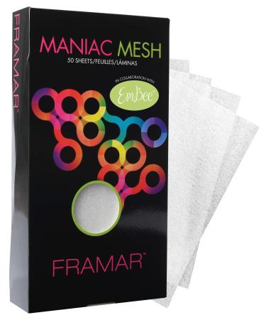 Framar Maniac Mesh Sheets - Mesh Strips for Hair Dye, Hair Color, Hair Bleach - 50 Pack (Reusable)
