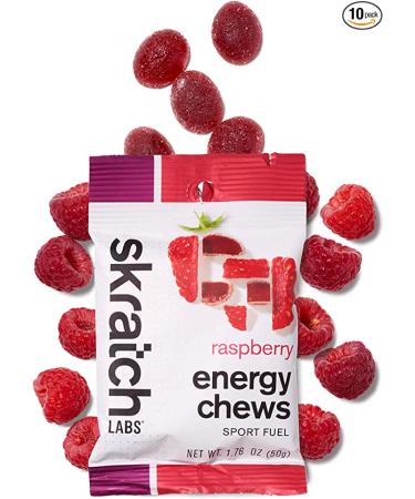 SKRATCH LABS Sport Energy Chews, Raspberry (10 pack) - Developed for Athletes and Sports Performance, Gluten Free, Dairy Free, Vegan Raspberry 1.8 Ounce (Pack of 10)
