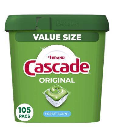 Cascade Dishwasher Pods, Actionpacs Dishwasher Detergent, Original Fresh,  105 Count Fresh 105 Count (Pack of 1)