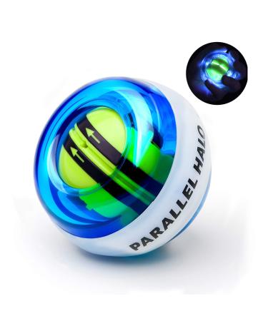 Parallel Halo Power Wrist Ball AUTO Start Wrist Exercises Force Ball Gyroscope Ball Wrist and Forearm Exerciser Arm Strengthener for Stronger Muscle and Bones Blue+led