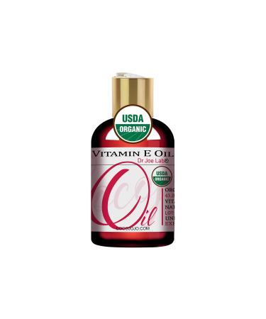 Dr Joe Lab Organic Vitamin E Oil - 100% Natural  Organic  43 000 IU  Non-GMO  Vegan  Cruelty-Free  Bulk - For Face Skin Hair Body Nails Cuticles Locs - Deep Hydrating Nourishing Moisturizing (4 oz.) 4 Ounce (Pack of 1)