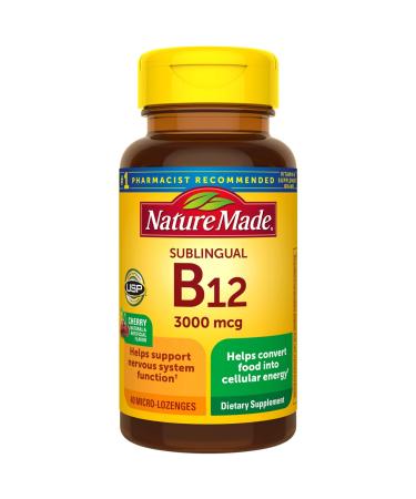 Nature Made Sublingual Vitamin B12 3000 mcg, Dietary Supplement for Energy Metabolism Support, 40 Micro-Lozenges, 40 Day Supply