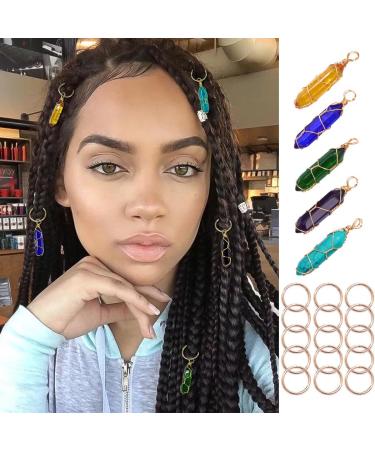 Formery Star Braid Rings Jewelry Clips Gold Moon Dreadlock Charms  Accessories Colorful Beads Loc Hair jewels for Women and Girls (19pcs)  (Star & moon)