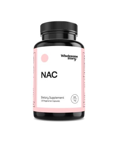 NAC (N-Acetyl-L-Cysteine) by Wholesome Story | 120 Veggie Caps | 600mg | Amino Acid | Increases Glutathione, a Natural Antioxidant | Support for Liver, Lung, Immune System, Fertility, PCOS