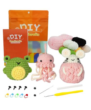 MINMUNJIU Crochet Kit for Beginners, 3 Pack Cute Small Crochet Animal Kit for Beginers and Experts, Detailed Course Materials for Complete Beginers with Step-by-Step Video Tutorials Style A
