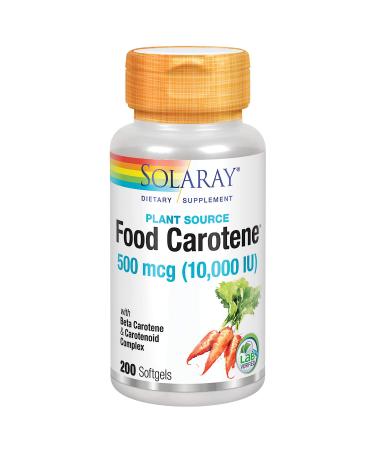 Solaray Food Carotene, Vitamin A 10000 IU | Healthy Skin, Eyes, Antioxidant & Immune Support (200 CT) 200 Count (Pack of 1)