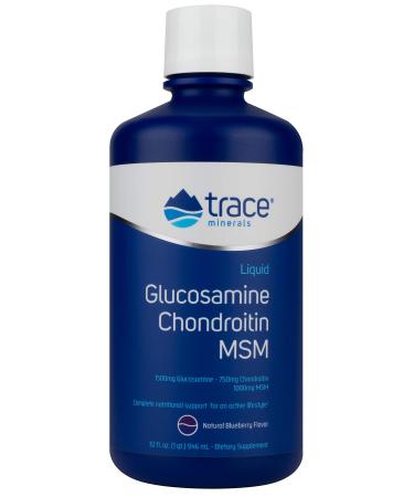 Trace Minerals | Liquid Glucosamine Chondroitin MSM | Complete Dietary Supplement for Active Lifestyle | Supports Joints Cartilage and Mobility | Natural Blueberry Flavor | 32 Servings 32 fl oz 32.0 Servings (Pack of 1)