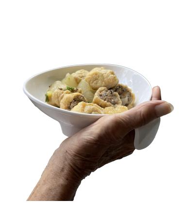 Small Scoop Plates for Elderly - Adaptive Plates with Handles, One Handed  Adaptive Equipment, Disabled Products for Adults, Non Skid Melamine Bowls  with Handles 6 Milky White