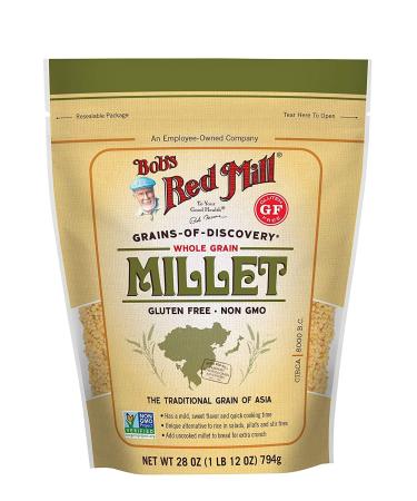 Bob's Red Mill Whole Grain Millet 28 OZ (Pack of 3) 28 Ounce (Pack of 3) Resealable